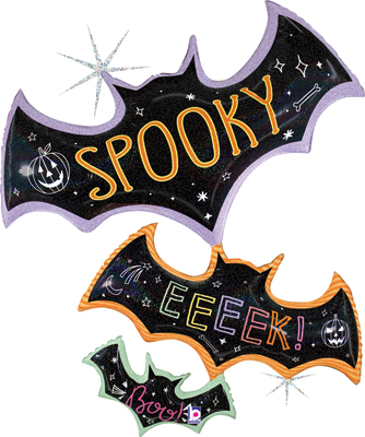 42 Inch Halloween Spooky Pastel Bat Trio Holographic Balloon