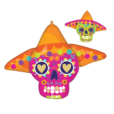 34" Shape Day of the Dead Bold Sugar Skull Balloon