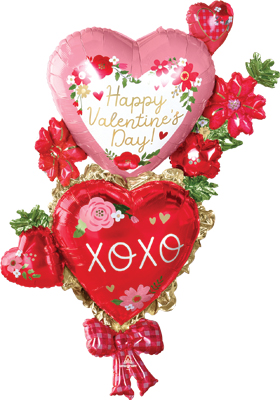 59 Inch Valentine Floral & XOXO Multi-Balloon