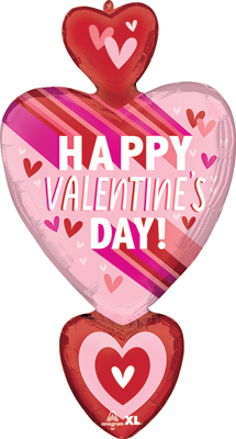 38 Inch Valentine Hearts and Stripes Balloon
