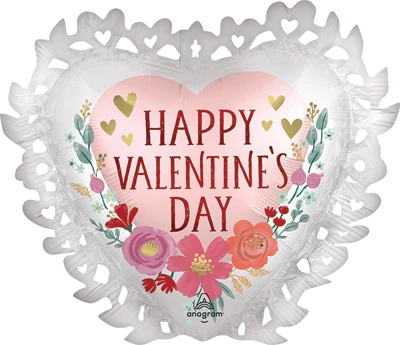 23" Valentine Satin Luxe Romantic Flowers Intricates Balloon