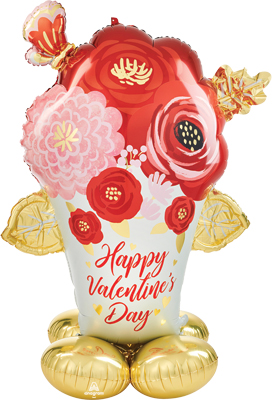 53 Inch AirLoonz Valentine Painted Flowers Air-Fill Balloon
