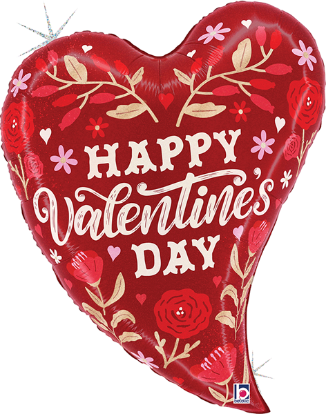 27" Valentine Folk Art Heart Holographic Balloon