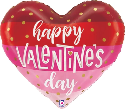24 Inch Valentine Satin Stripes Heart Balloon