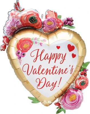 34" Valentine Satin Luxe Watercolor Floral Balloon