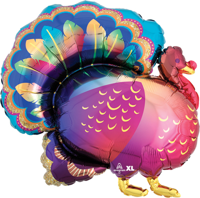 32 Inch Thanksgiving Glitter Turkey Balloon