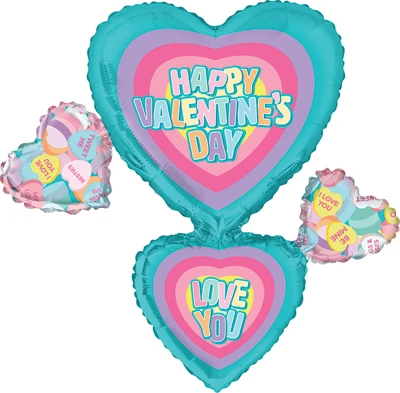 36" Valentine Rainbow Hearts Balloon