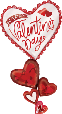 65" Valentine Special Delivery Satin Hearts Balloon