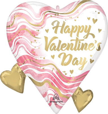 Shape Valentine Blush Marble Balloon