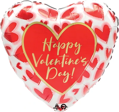 28" Helium Savers Jumbo Valentine Blush Lined Hearts Balloon