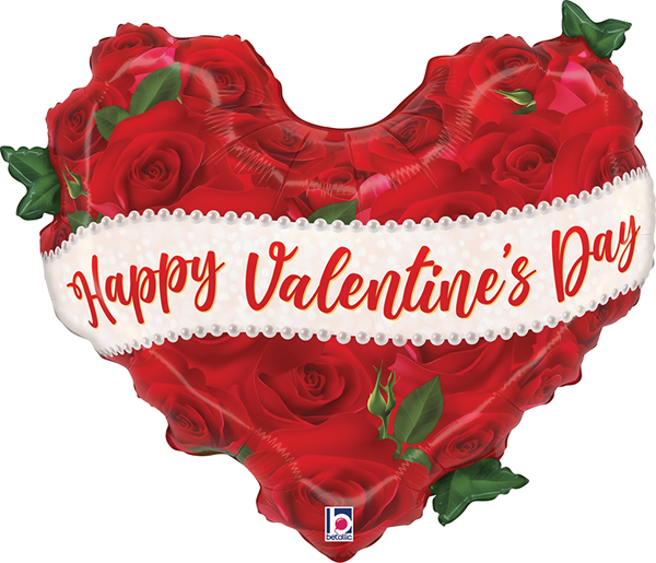 28" Valentine Satin Rose Heart Balloon