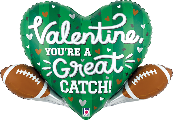 32" Valentine Great Catch Football Balloon