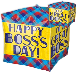 15 Inch Cubez Boss's Day Plaid Balloon