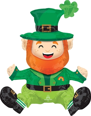 22" Multi Balloon Air Fill Sitting Lucky Leprechaun Balloon