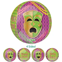 16 Inch Orbz Mardi Gras Mask Party Balloon