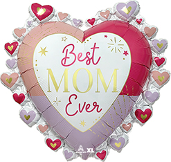 29 Inch Best Mom Ever Colorful Hearts Balloon