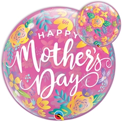 22 Inch Mothers's Day Colorful Floral Bubble Balloon