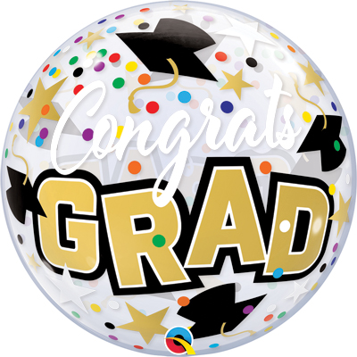 22 Inch Congrats Grad Stars & Dots Bubble Balloon