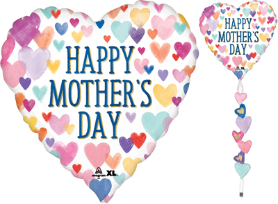 69 Inch Airwalker Mother's Day Sprinkled Hearts Balloon