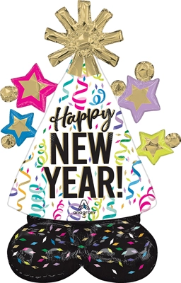 36" AirLoonz Junior New Year Confetti Cheer Air-Fill Decor Balloon