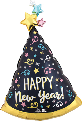 36 Inch New Year Confetti Hat Balloon