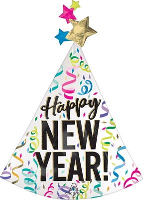 36" Shape New Year Confetti Cheer Hat Balloon