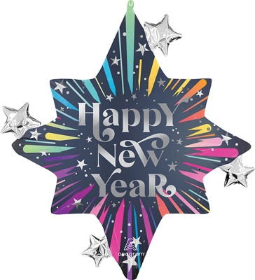 29" Shape New Years Blast Stars Balloon