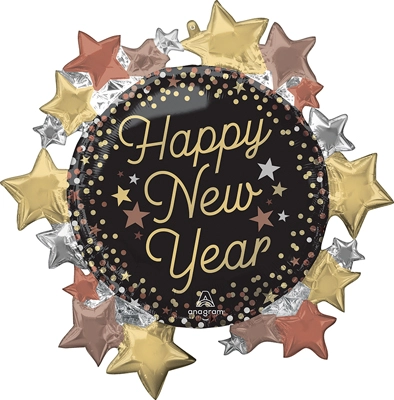 30" Shape New Year Luxe Stars Balloon
