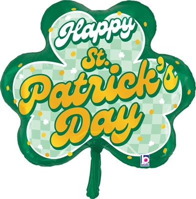 30" St. Patrick's Day Checkered Shamrock Balloon