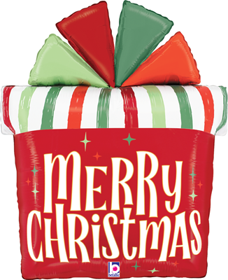 27" Christmas Gift Retro Stripes Balloon