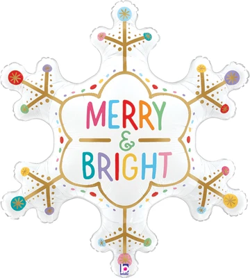 31 Inch Christmas Merry and Bright Snowflake Balloon