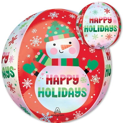 16" Orbz Happy Holidays Shimmering Snowman Balloon