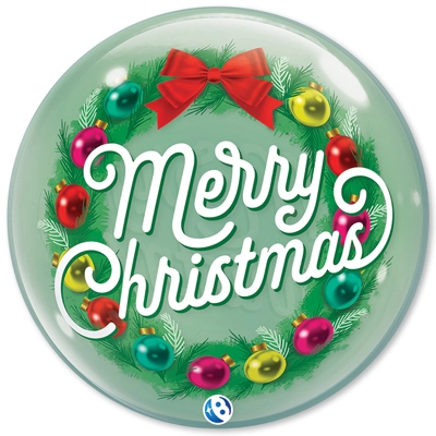 22" Christmas Wreath Bubble™ Balloon