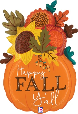 34" Fall Floral Pumpkin Vase Balloon