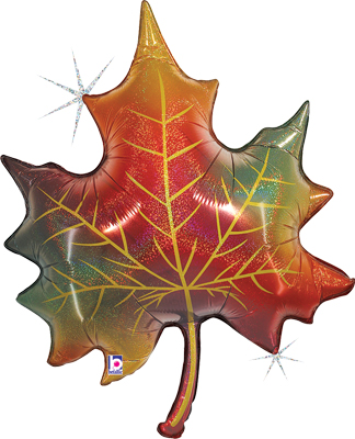 35 Inch Fall Glitter Leaf Holographic Balloon