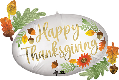 32 Inch Satin Thanksgiving Oval Marquee Balloon