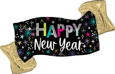 39" New Year Mid-Century Sparkle Balloon