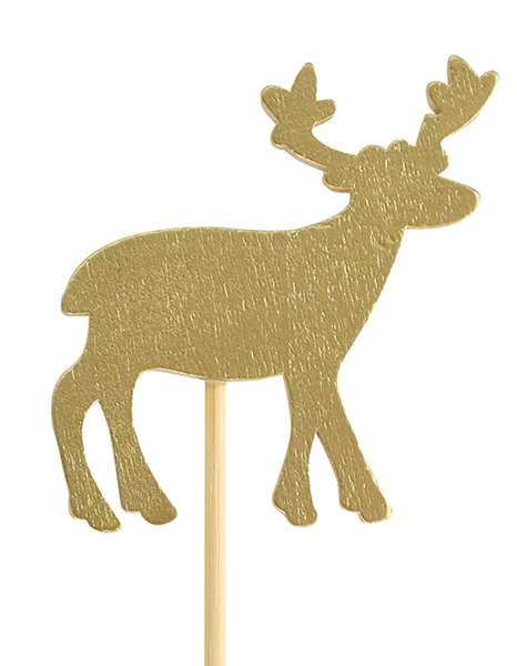 Gold Wooden Reindeer Decorative Pick 24pk - Balloons.com