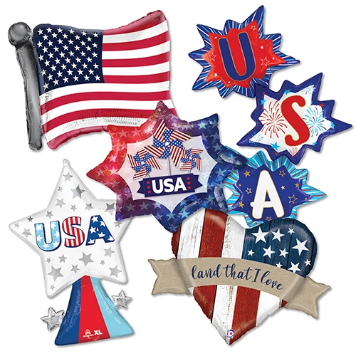 Helium shape patriotic assortment 15pk balloons