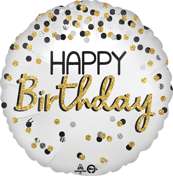 28 Inch Jumbo Birthday Black Silver Gold Balloon - Balloons.com