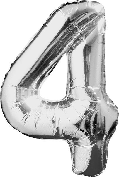34 Inch Silver Number 4 Balloon - Balloons.com
