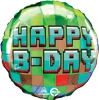 Birthday balloon with a green pixel background