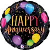 This balloon has latex balloons with the words Happy Anniversary on it