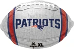 This balloon is football shaped with the Patriots theme