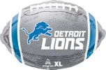 This balloon has a football shape and is Detriot Lions themed