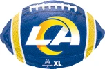 This balloon has a football shape and is the Rams themed