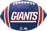 This balloon is Giants themed with a football shape