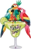 Colorful balloon with parrots perched on margarita glass lime garnish and Party Time text tropical party design