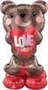 This balloon is of a bear holding a heart that says Love You