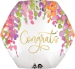 This balloon has a floral design covering the top with the words Congrats in the center